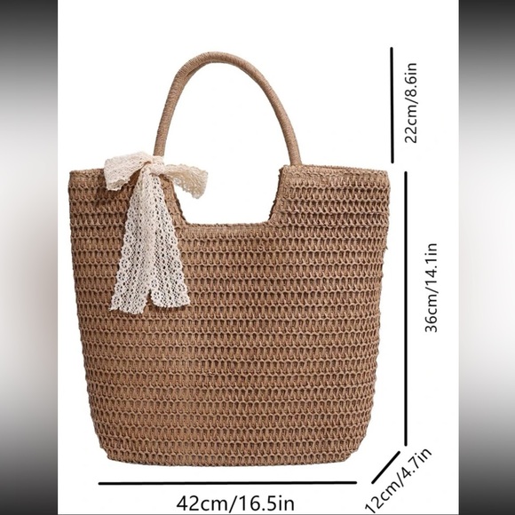 Straw bag with bow - Picture 7 of 7